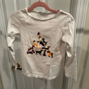 Jacadi White Long Sleeve Tee With Dog Print for girls - size: 6 years